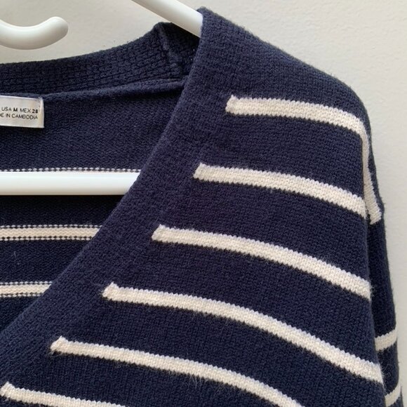 Zara Navy Striped Cropped Cardigan - Picture 4 of 9